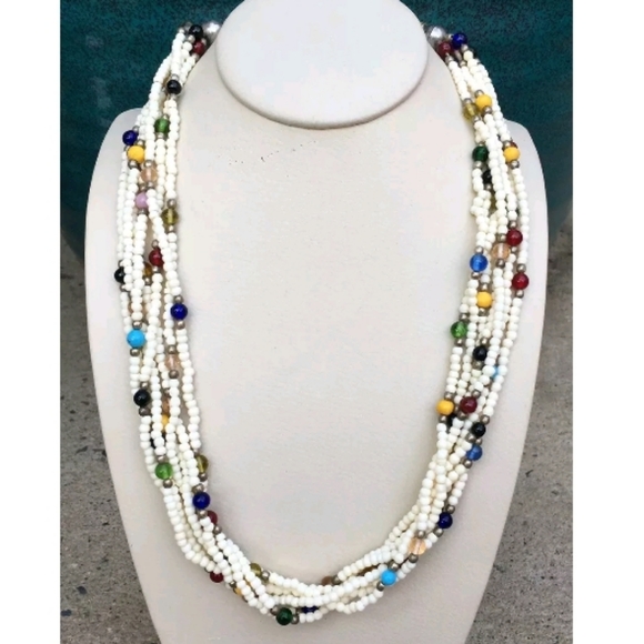 Vintage Jewelry - Vtg Glass Ethnic Tribal African Trade Necklace